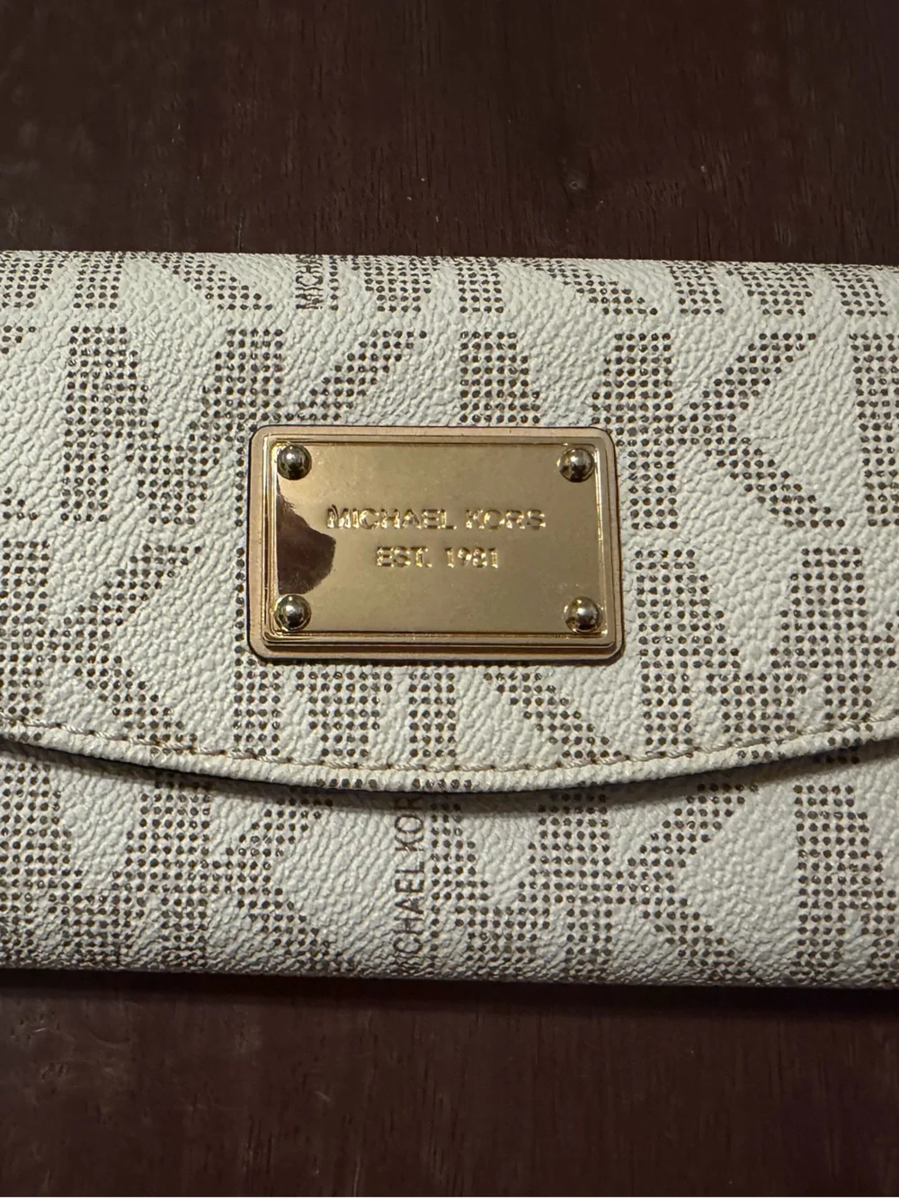 Michael Kors White and Gold Logo Wallet